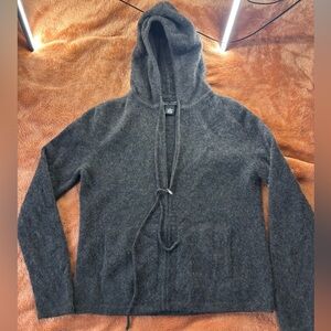 Daniel Bishop Gray Hooded Cashmere Crop Cardigan